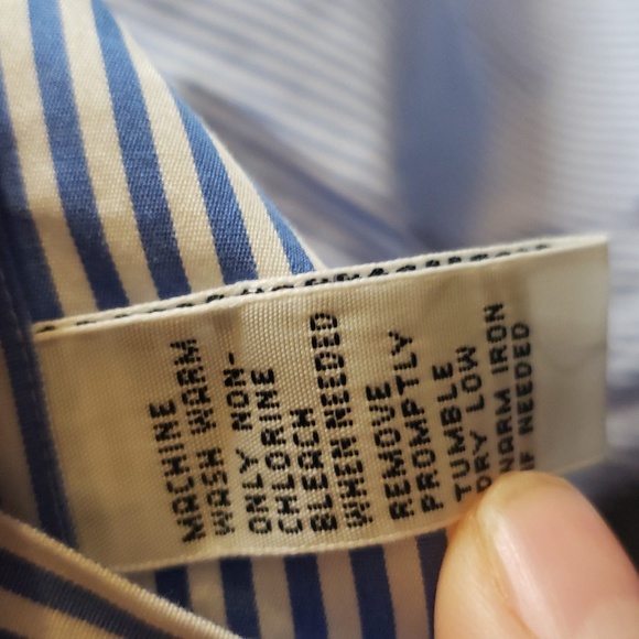 Ralph Lauren men's blue/white stripes "custom fit" button down long sleeve - Picture 6 of 7